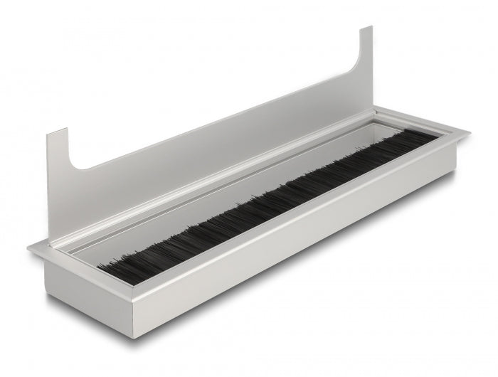 Delock Kabeldurchführung für Tischeinbau mit Bürste 280 x 80 x 28 mm silber
