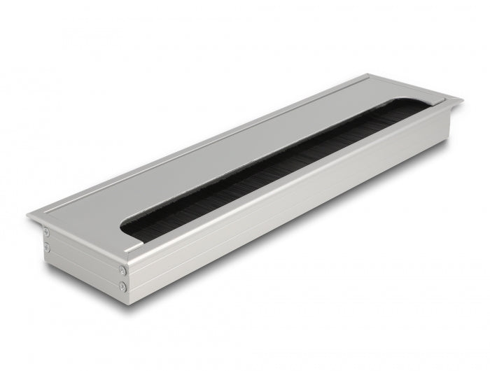 Delock Kabeldurchführung für Tischeinbau mit Bürste 300 x 80 x 28 mm silber