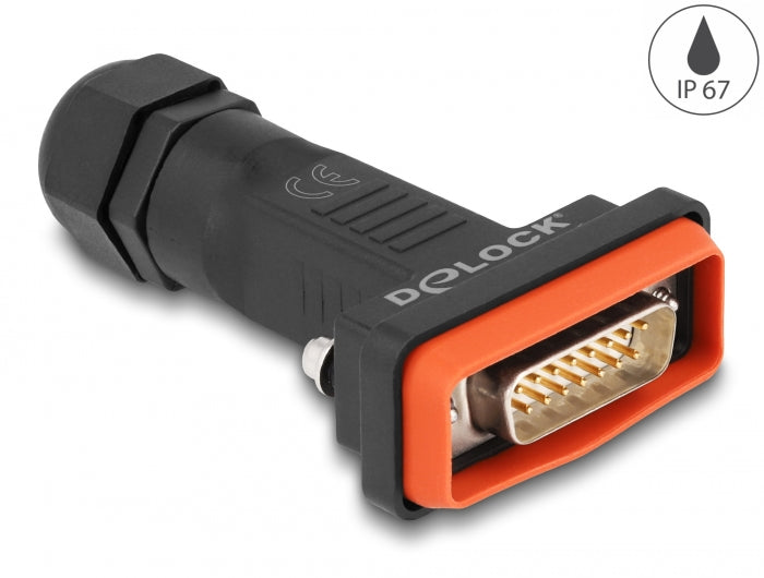 Delock D-Sub 15 Pin Stecker mit Gehäuse IP67 wasserfest