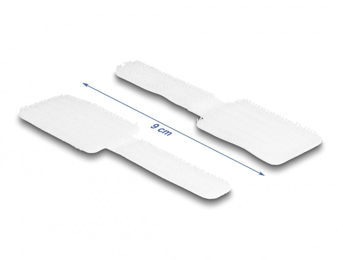 Delock Mini Klett-Kabelhalter L 90 mm x B 24 mm selbstklebend 10 Stück weiß