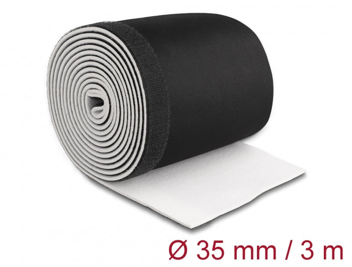 Delock Kabelschlauch Neopren flexibel mit Klettverschluss 3 m x 135 mm schwarz / weiß