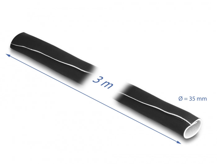 Delock Kabelschlauch Neopren flexibel mit Klettverschluss 3 m x 135 mm schwarz / weiß