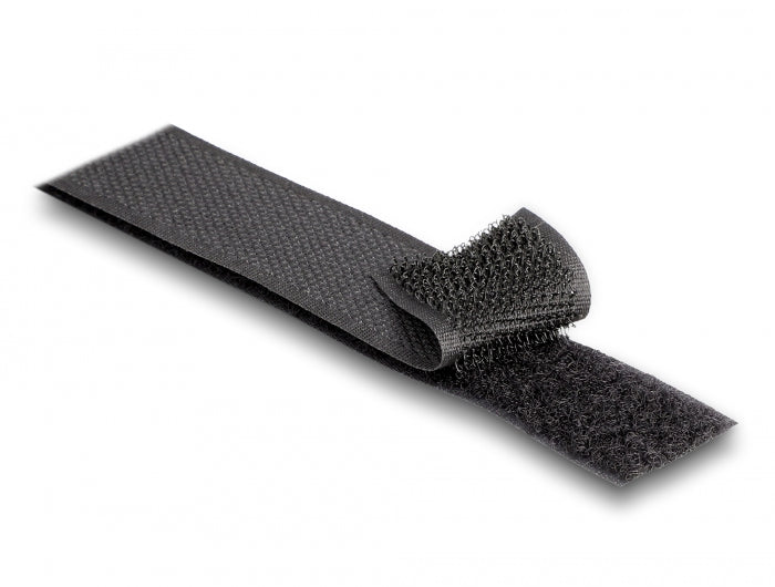 Delock Strapazierfähiges Klettband mit Haft- und Flauschband L 25 m x B 25 mm schwarz