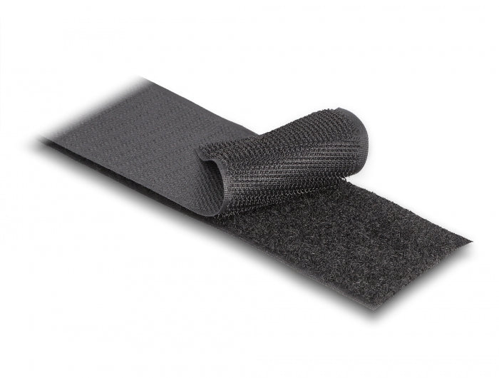 Delock Strapazierfähiges Klettband mit Haft- und Flauschband L 15 m x B 50 mm schwarz