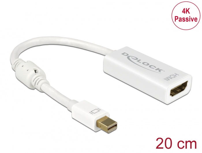 Delock Adapter mini DisplayPort 1.2 Stecker > HDMI Buchse 4K Passiv weiß