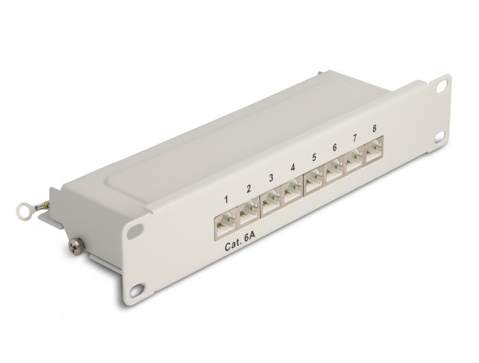 Delock 10″ Patchpanel 8 Port Cat.6A 1 HE grau