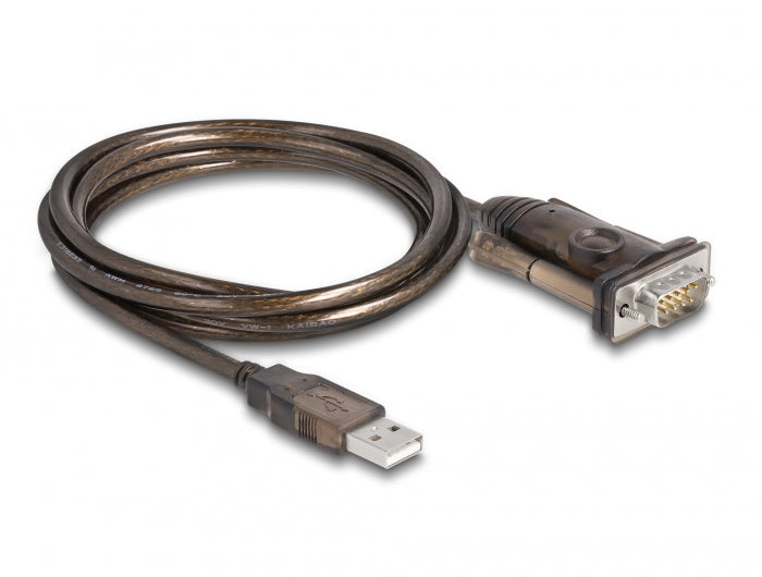Delock Adapter USB 2.0 Typ-A zu 1 x Seriell RS-232 D-Sub 9 Pin Stecker mit Schrauben 1,5 m
