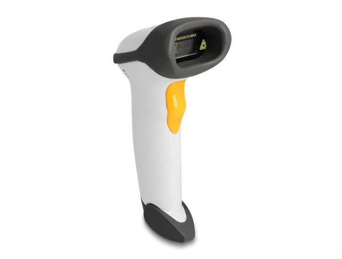 Delock USB Barcode Scanner 1D mit Anschlusskabel und Halterung - Laser - hellgrau