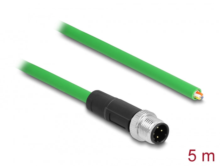 Delock Netzwerkkabel M12 D-kodiert 4 Pin zu offenen Kabelenden PVC 5 m
