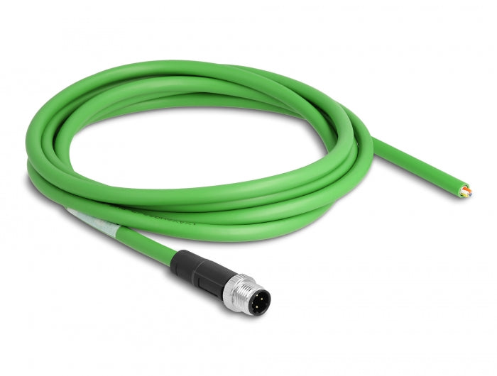 Delock Netzwerkkabel M12 D-kodiert 4 Pin zu offenen Kabelenden TPU 2 m