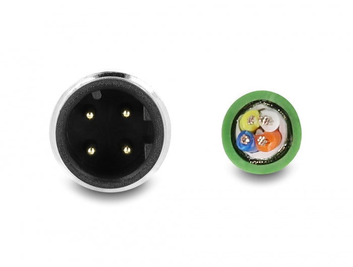 Delock Netzwerkkabel M12 D-kodiert 4 Pin zu offenen Kabelenden TPU 2 m