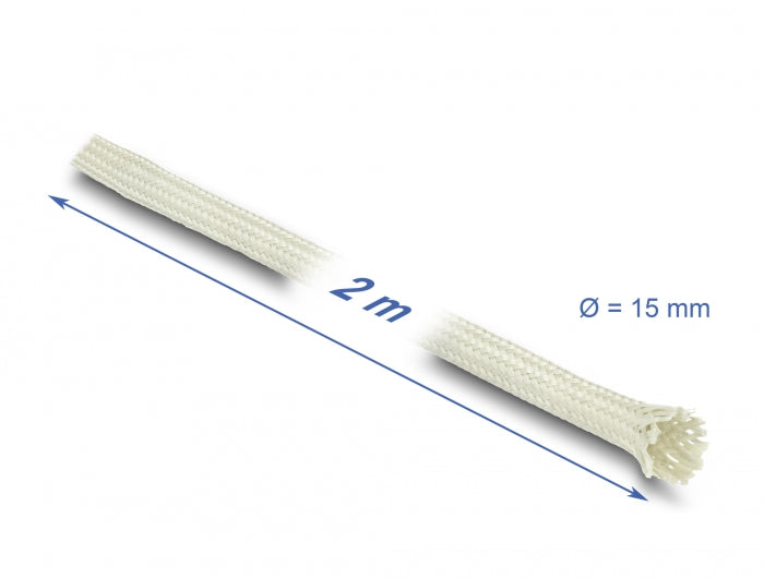 Delock Geflechtschlauch aus Nomex Fasern 2 m x 15 mm weiß