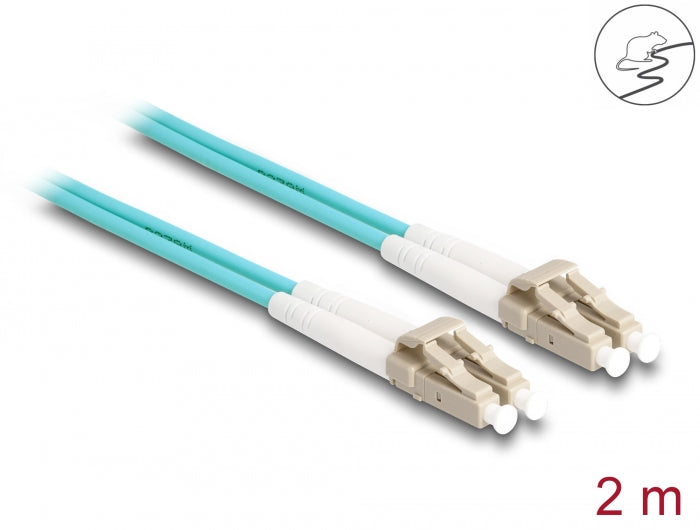 Delock LWL Kabel mit Metallarmierung LC Duplex zu LC Duplex Multimode OM3 2 m
