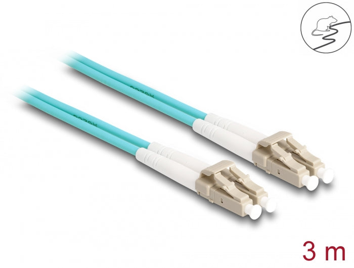 Delock LWL Kabel mit Metallarmierung LC Duplex zu LC Duplex Multimode OM3 3 m