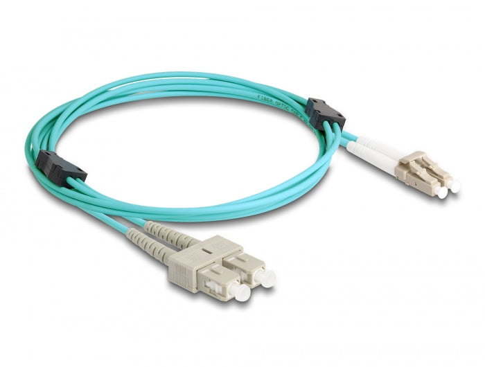 Delock LWL Kabel mit Metallarmierung LC Duplex zu SC Duplex Multimode OM3 2 m
