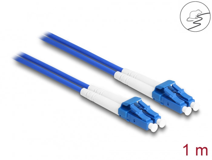 Delock LWL Kabel mit Metallarmierung LC Duplex zu LC Duplex Singlemode OS2 1 m