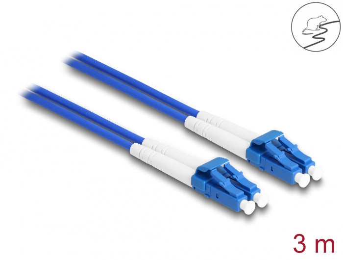 Delock LWL Kabel mit Metallarmierung LC Duplex zu LC Duplex Singlemode OS2 3 m