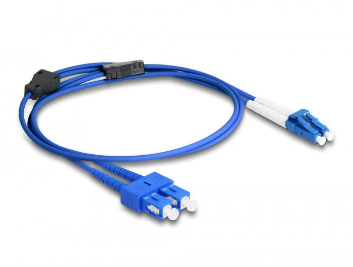 Delock LWL Kabel mit Metallarmierung LC Duplex zu SC Duplex Singlemode OS2 1 m