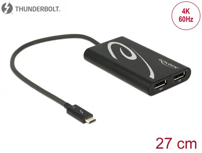 Delock Adapter Thunderbolt™ 3 Stecker > 2 x DisplayPort Buchse 4K 60 Hz