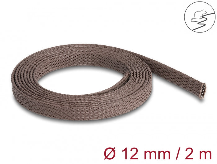 Delock Geflechtschlauch nagerfest dehnbar 2 m x 12 mm braun