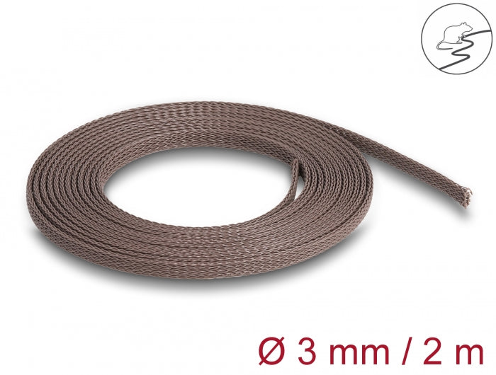 Delock Geflechtschlauch nagerfest dehnbar 2 m x 3 mm braun