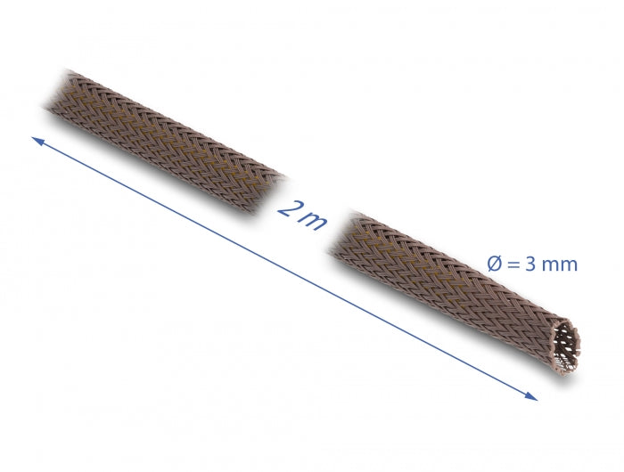Delock Geflechtschlauch nagerfest dehnbar 2 m x 3 mm braun