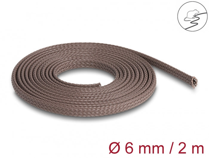 Delock Geflechtschlauch nagerfest dehnbar 2 m x 6 mm braun