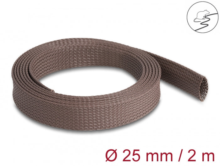 Delock Geflechtschlauch nagerfest dehnbar 2 m x 25 mm braun