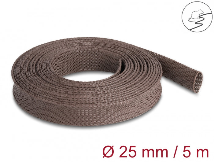 Delock Geflechtschlauch nagerfest dehnbar 5 m x 25 mm braun
