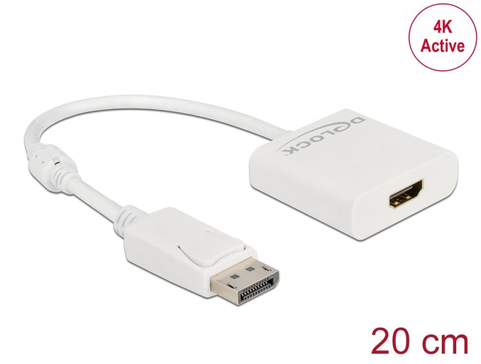 Delock Adapter DisplayPort 1.2 Stecker zu HDMI Buchse 4K Aktiv weiß