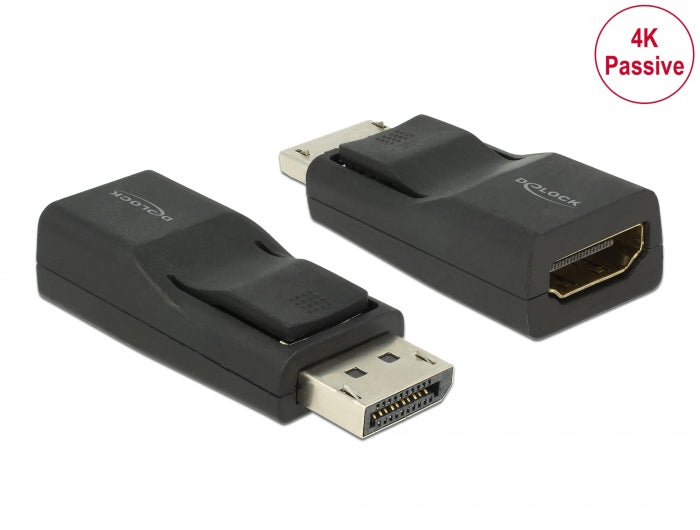 Delock Adapter DisplayPort 1.2 Stecker > HDMI Buchse 4K Passiv schwarz