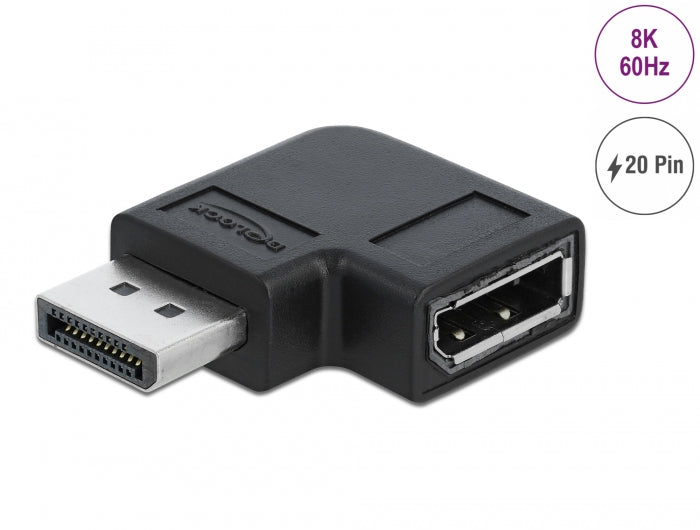 Delock DisplayPort 1.4 Adapter Stecker zu Buchse 90° links gewinkelt 8K 60 Hz