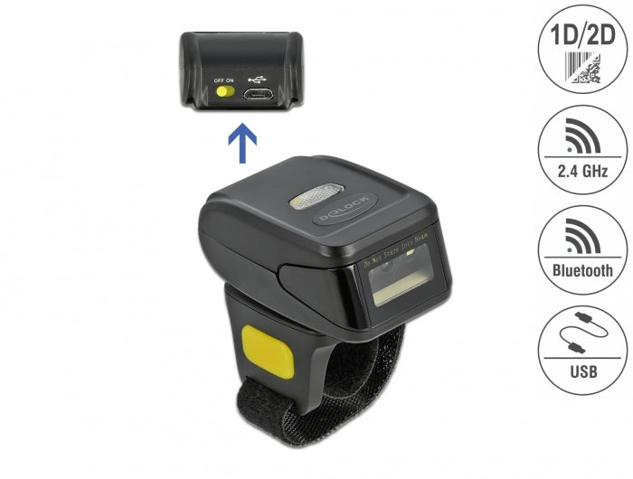 Delock Ringbarcode Scanner 1D und 2D mit 2,4 GHz oder Bluetooth