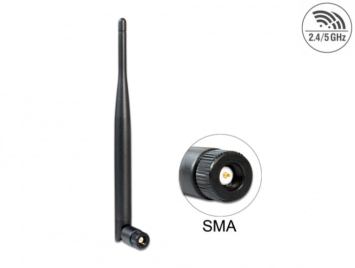 Delock WLAN Antenne 802.11 ac/a/b/g/n SMA 4 - 5 dBi omnidirektional Gelenk schwarz