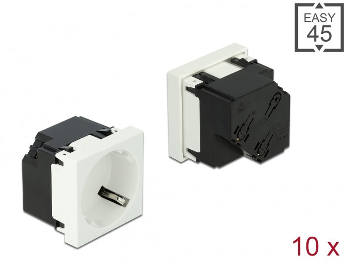 Delock Easy 45 Schutzkontakt-Steckdose 45°-Anordnung 45 x 45 mm 10 Stück