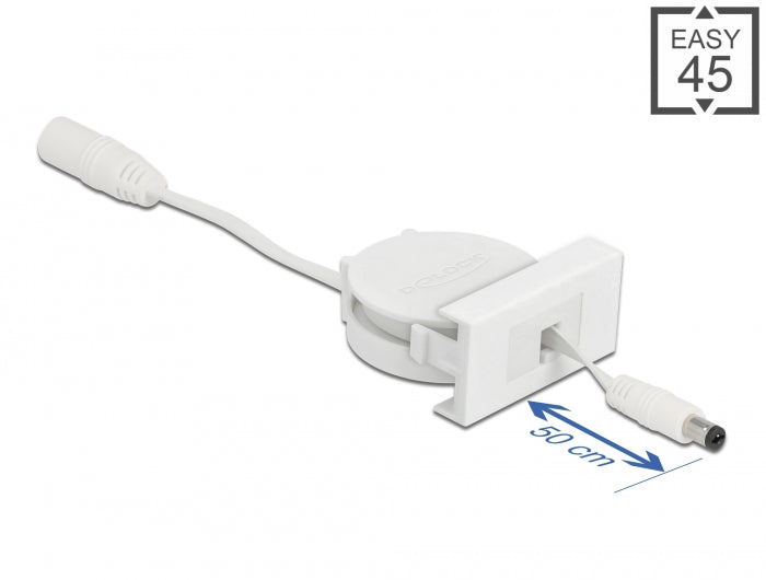 Delock Easy 45 Modul Power Ausrollkabel DC 5,5 x 2,1 mm Buchse / Stecker weiß