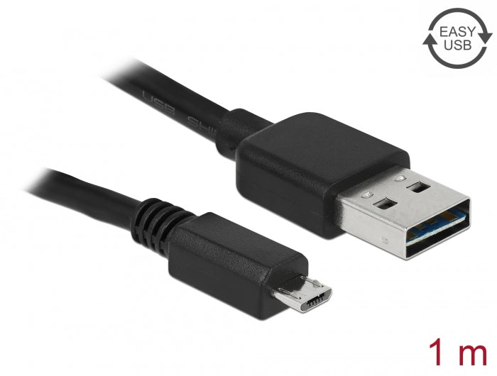 Delock Kabel EASY-USB 2.0 Typ-A Stecker > USB 2.0 Typ Micro-B Stecker 1 m schwarz