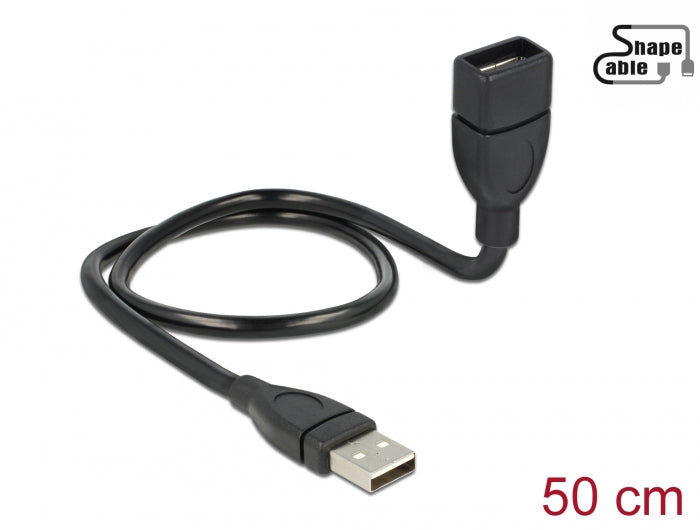 Delock Kabel USB 2.0 Typ-A Stecker > USB 2.0 Typ-A Buchse ShapeCable 0,5 m