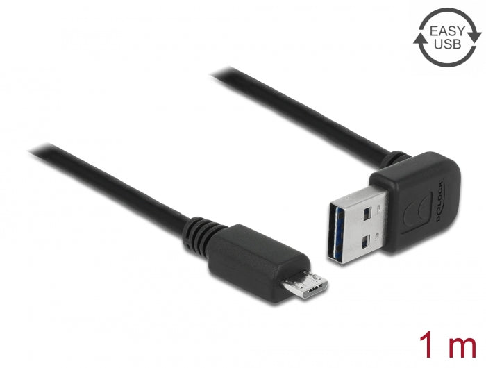 Delock Kabel EASY-USB 2.0 Typ-A Stecker gewinkelt oben / unten > USB 2.0 Typ Micro-B Stecker 1 m