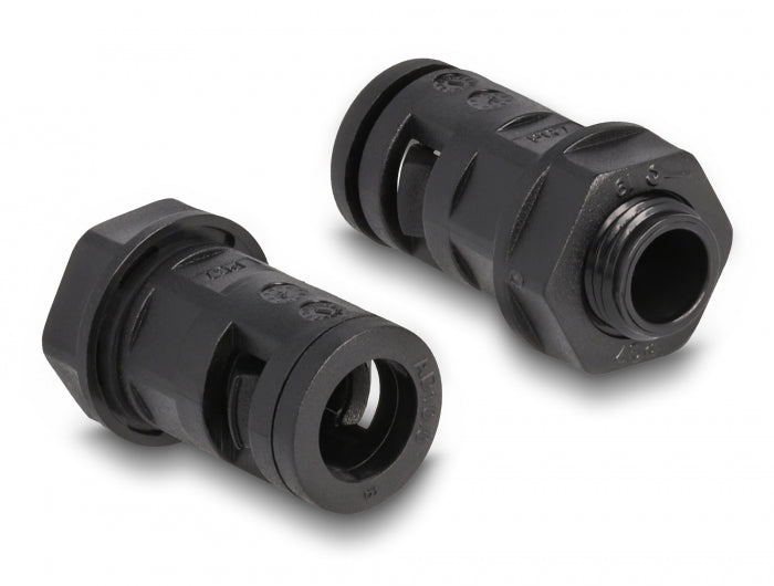 Delock Kabelschutzschlauch 2 m x 10 mm mit 2 x PG7 Schlauchverschraubung Set schwarz