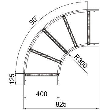 BETTERMANN Bogen Kabelleiter horiz 90° LB 90 640 R3 FT 60x400mm o.Verb R=300mm