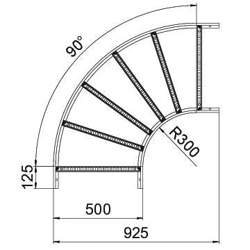 BETTERMANN Bogen Kabelleiter horiz 90° LB 90 650 R3 FT 60x500mm o.Verb R=300mm