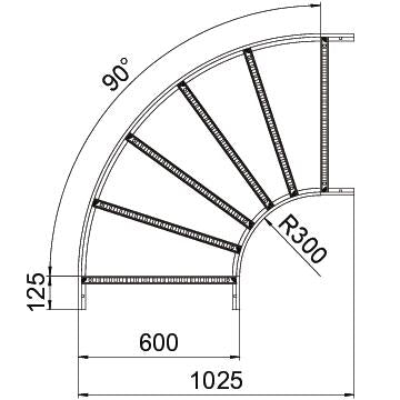 BETTERMANN Bogen Kabelleiter horiz 90° LB 90 660 R3 A2 60x600mm o.Verb R=300mm