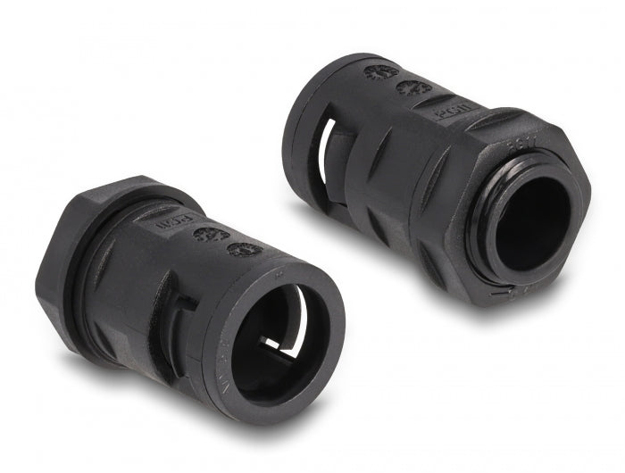 Delock Kabelschutzschlauch 2 m x 15,8 mm mit 2 x PG11 Schlauchverschraubung Set schwarz