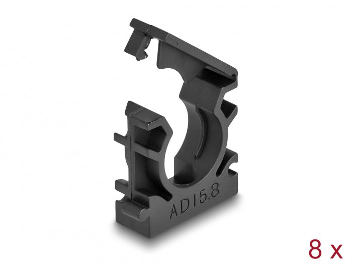 Delock Kabelschlauchhalter mit Verschlussclip 15,8 mm 8 Stück schwarz