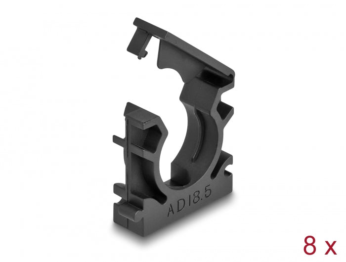 Delock Kabelschlauchhalter mit Verschlussclip 18,5 mm 8 Stück schwarz