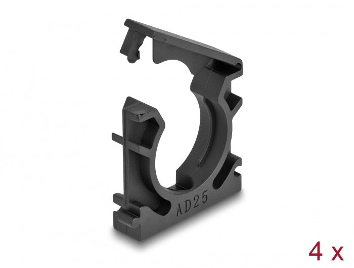 Delock Kabelschlauchhalter mit Verschlussclip 25 mm 4 Stück schwarz