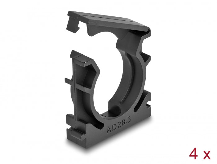 Delock Kabelschlauchhalter mit Verschlussclip 28,5 mm 4 Stück schwarz