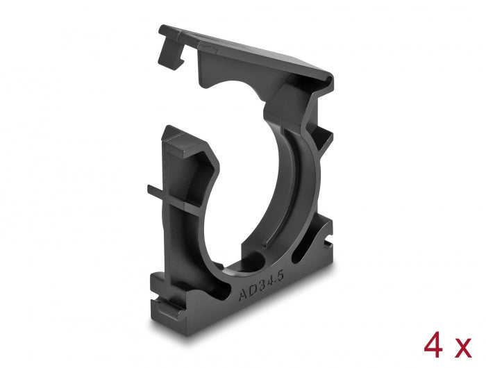 Delock Kabelschlauchhalter mit Verschlussclip 34,5 mm 4 Stück schwarz