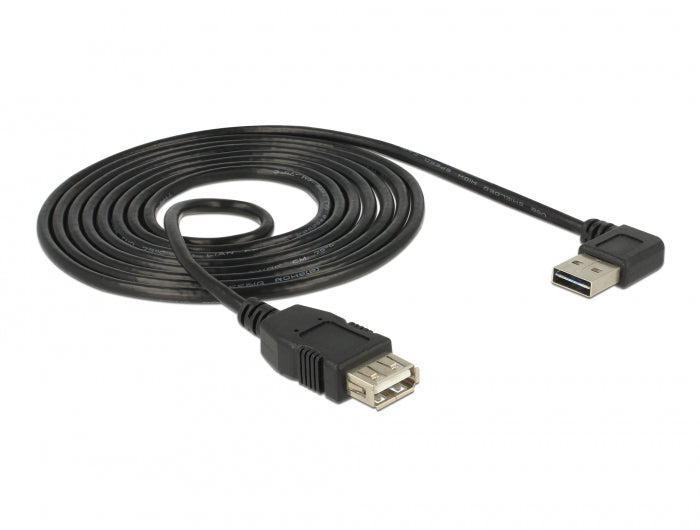 Delock Verlängerungskabel EASY-USB 2.0 Typ-A Stecker gewinkelt links / rechts > USB 2.0 Typ-A Buchse 2 m